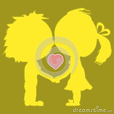 Sweet,Â Bright vector illustration. Loving couple with a kiss. Vector Illustration